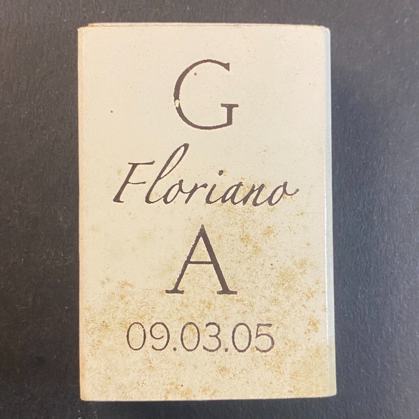 G Floriano A 09.03.05 (Wedding? Business Opening ?) Vintage Matchbox VGC Scarce