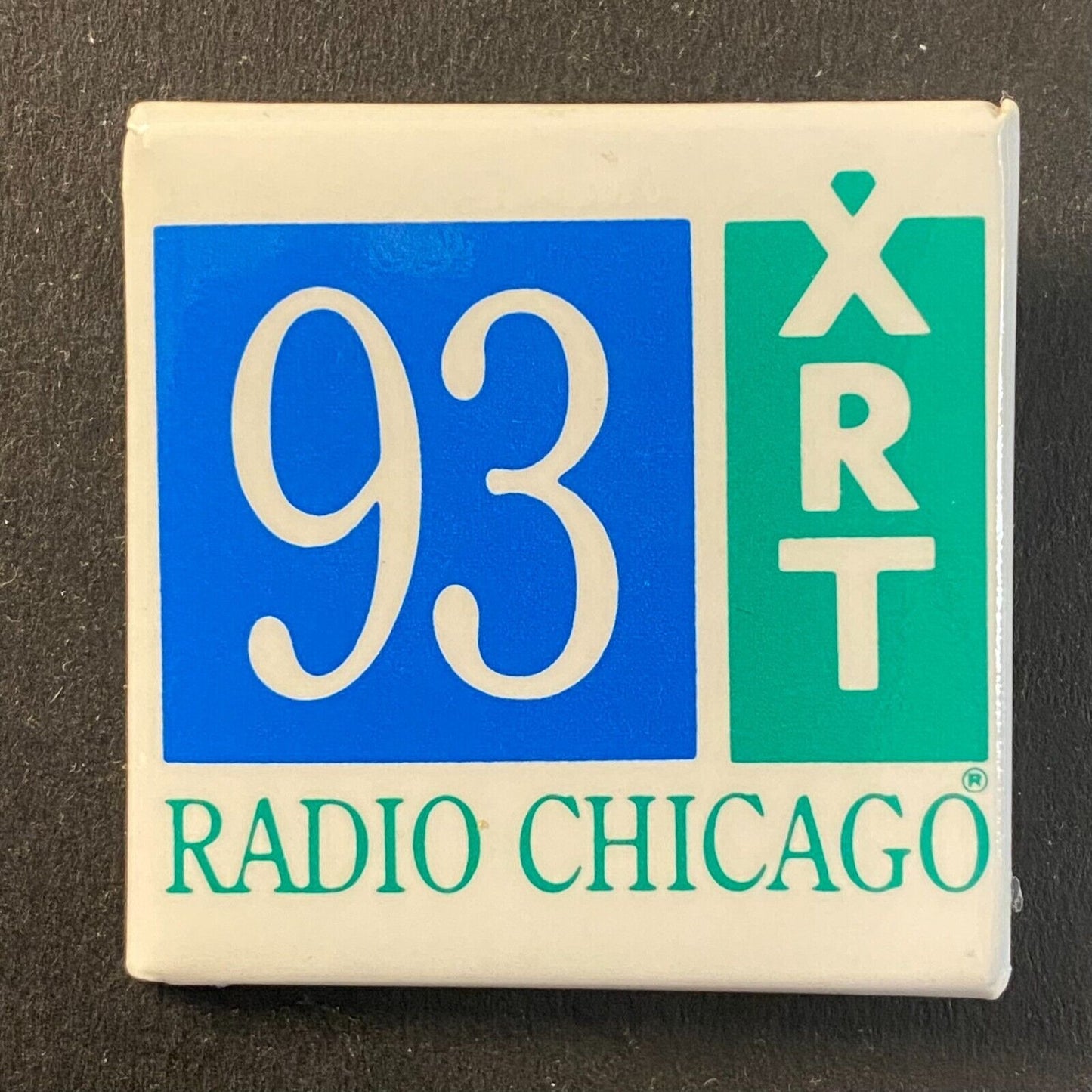 93 XRT / WXRT Radio Chicago Rock Station c1980's Steel Pinback 1 1/2" x 1 1/2"