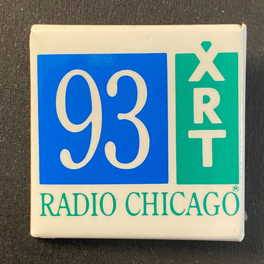 93 XRT / WXRT Radio Chicago Rock Station c1980's Steel Pinback 1 1/2" x 1 1/2"