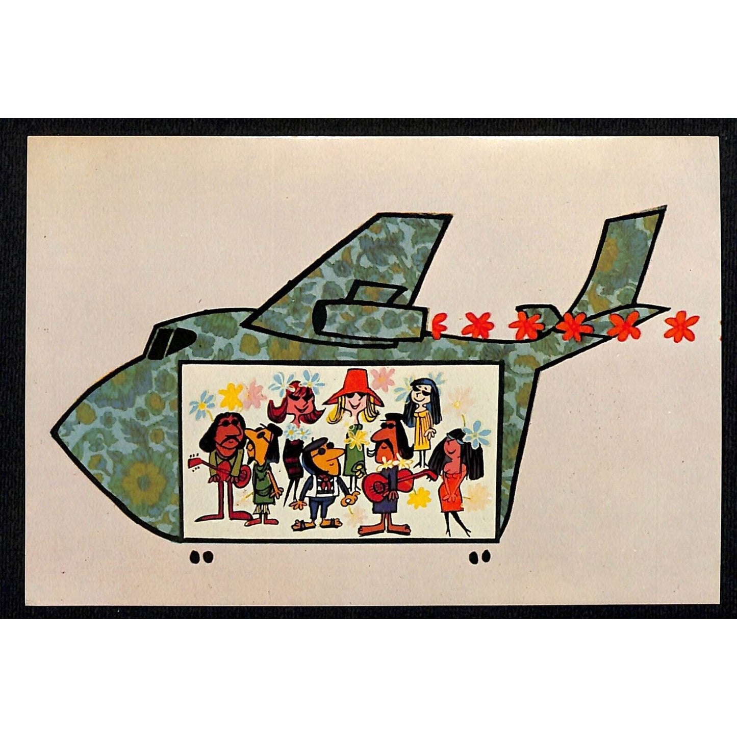 KLM Royal Dutch Airlines Postcard c1967 w/ Groovy Art UP Scarce VGC