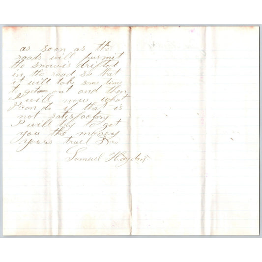 1881 ALS from Samuel Hayden to Henry Elling* re: Payment Delay & High Snow Drift