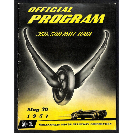 1951 Indianapolis 500 Program Racing 92pp 7.8oz VGC