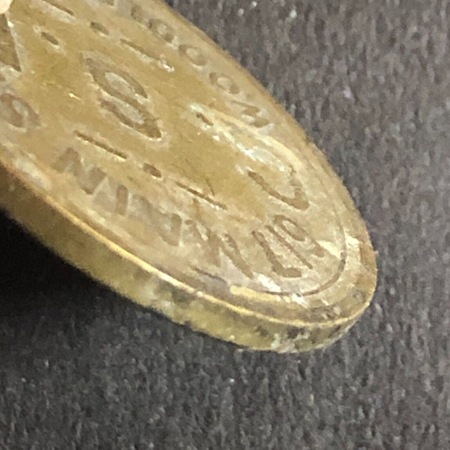 G/F 5c C.S.D. Charles Dunlap Cigars c1920's Brass Trade Token 21mm - Woodland CA
