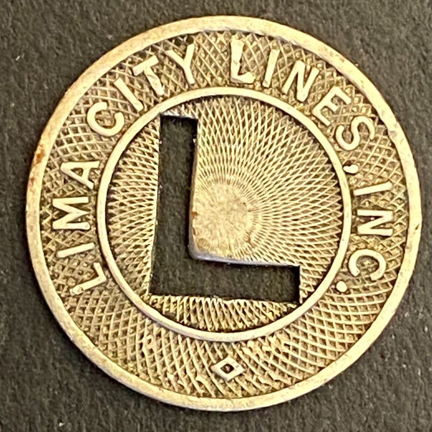 Lima City Lines (Ohio) G/F One Fare Transit Token 16mm c1946 (#5)