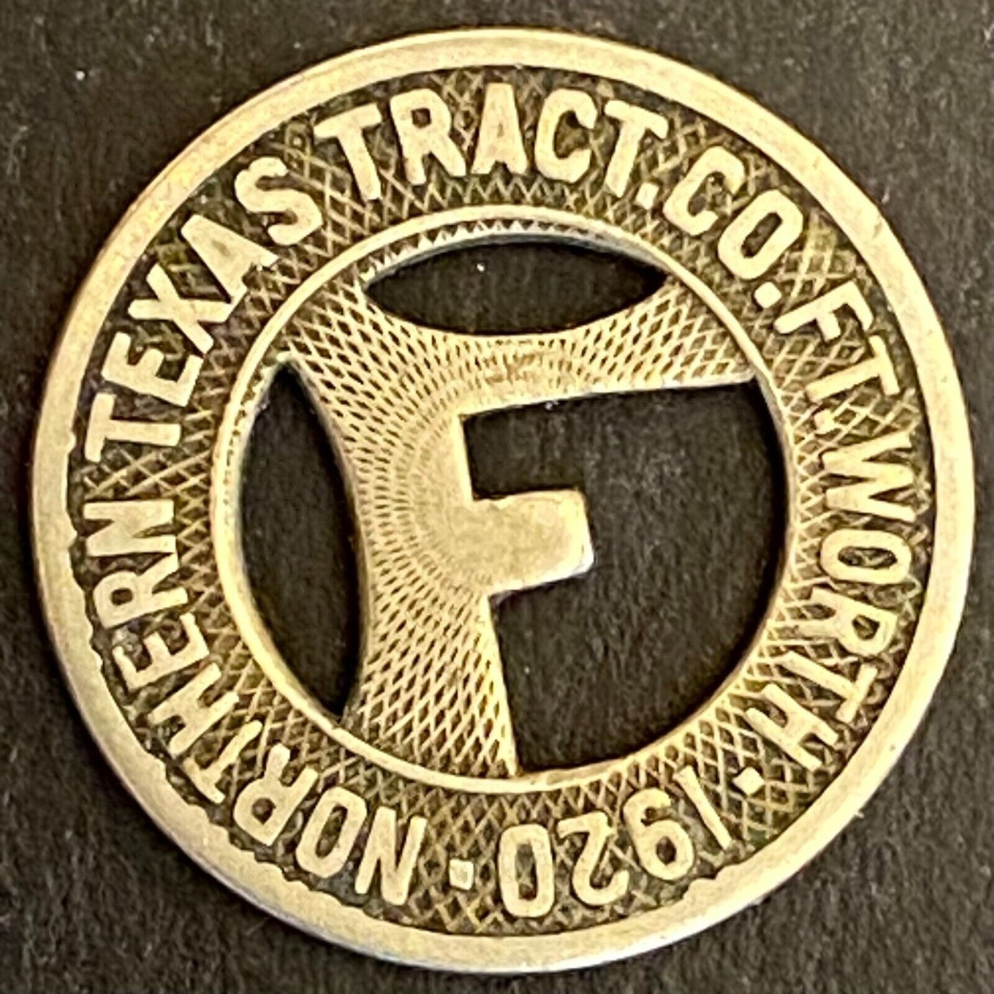 Northern Texas Traction Co. Ft. Worth G/F One City Fare Transit Token 1920 16mm