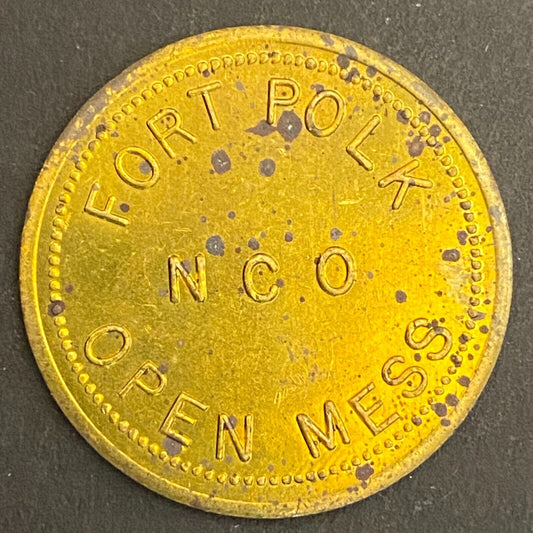 Fort Polk NCO Open Mess G/F 25¢ in Trade Token Brass Louisiana 28mm (#1)