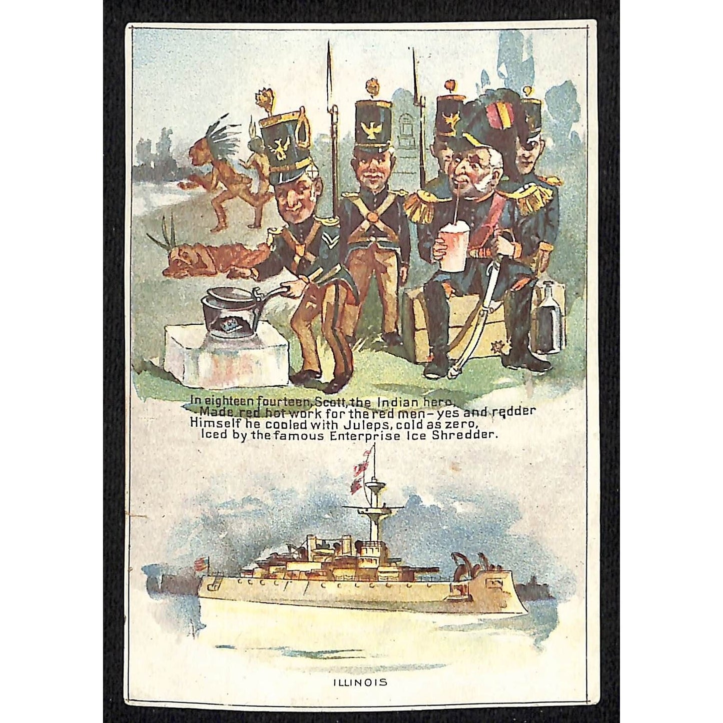 Enterprise Ice Shredder Illinois Battleship Winfield Scott Victorian Trade Card