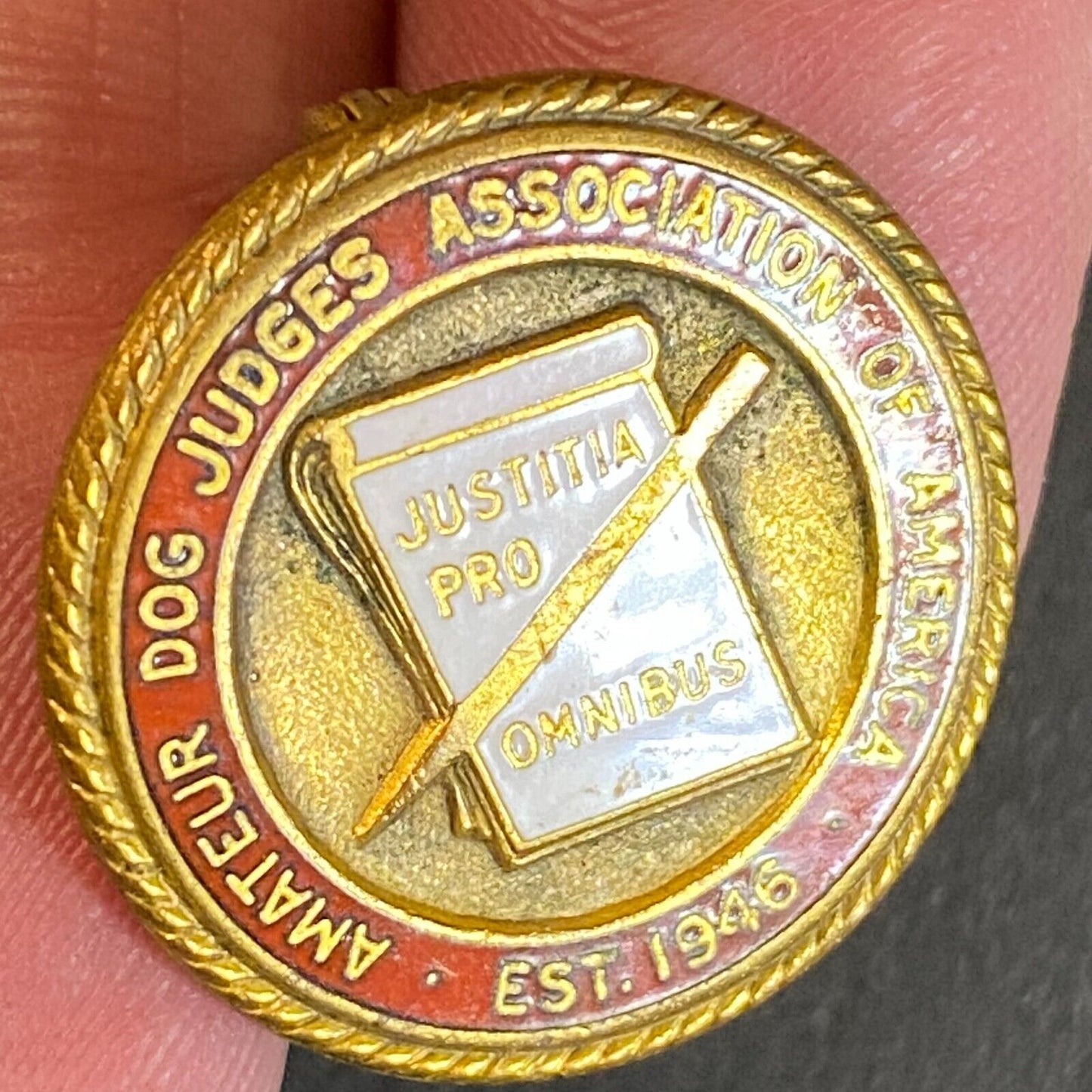 Amateur Dog Judges Association of America Color Enameled Lapel Pin Scarce 23mm