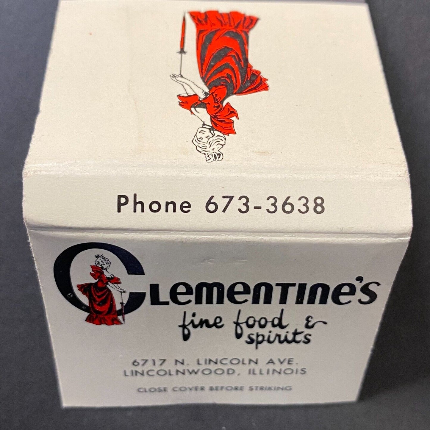 Clementine's Restaurant Lincolnwood, IL Full Matchbook c1974-80's
