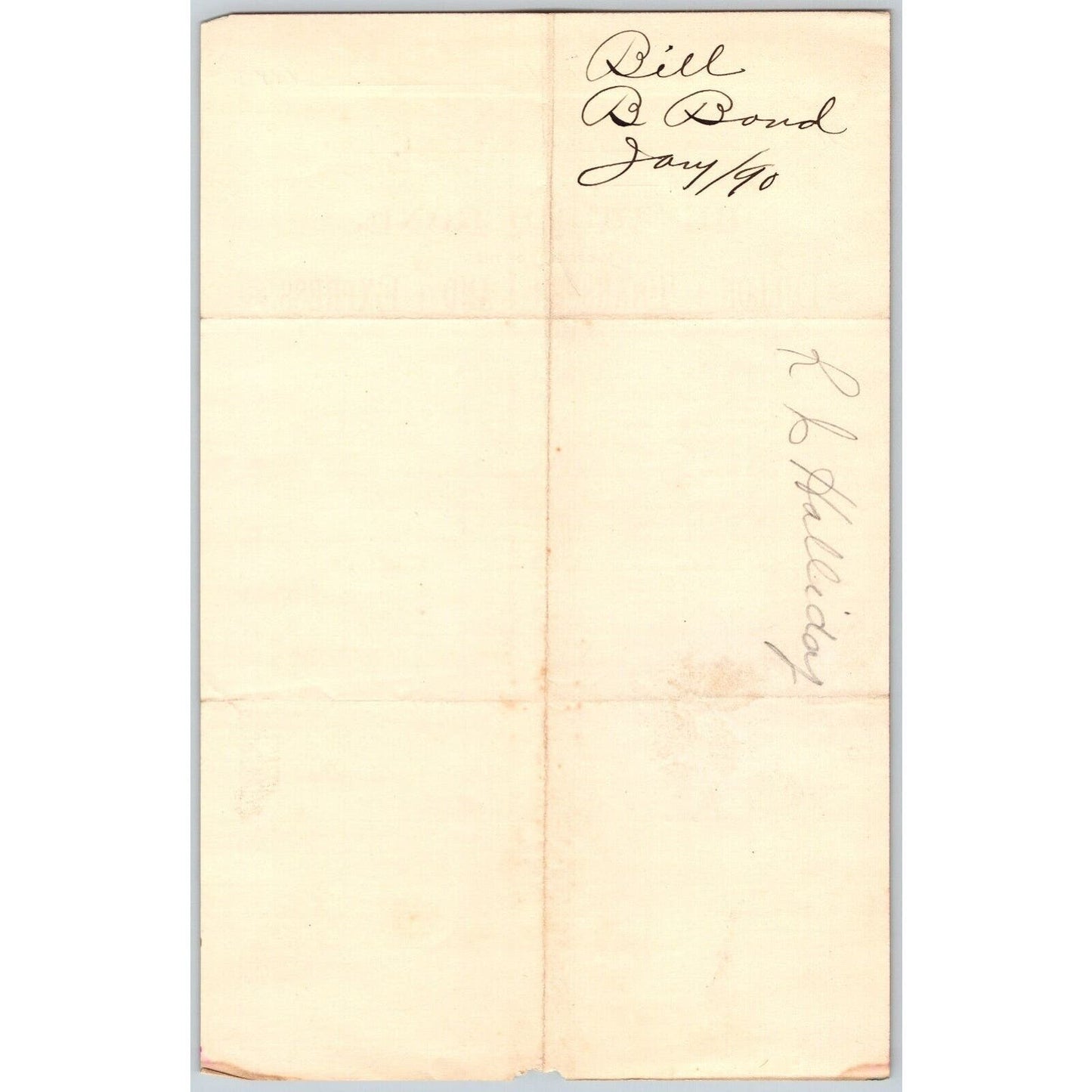 Dillon MT Benjamin Bond Dillon Transfer and Express 1890 Billhead R.C. Halliday*