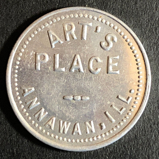 Art's Place Annawan, IL Alum G/F 5c Trade Token 22mm