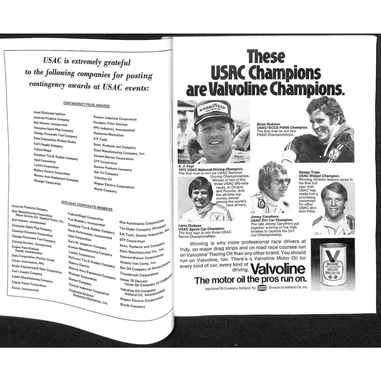 1975 USAC Indianapolis 500 Yearbook United States Auto Club VGC 129pp 13oz