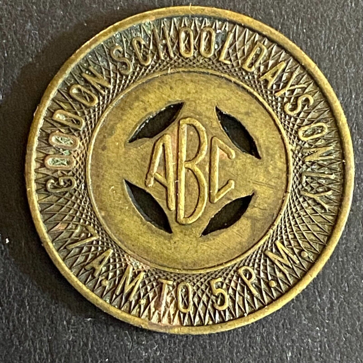 Albuquerque Bus Co. "Good on School Days Only" Transit Token - 23mm (#5)