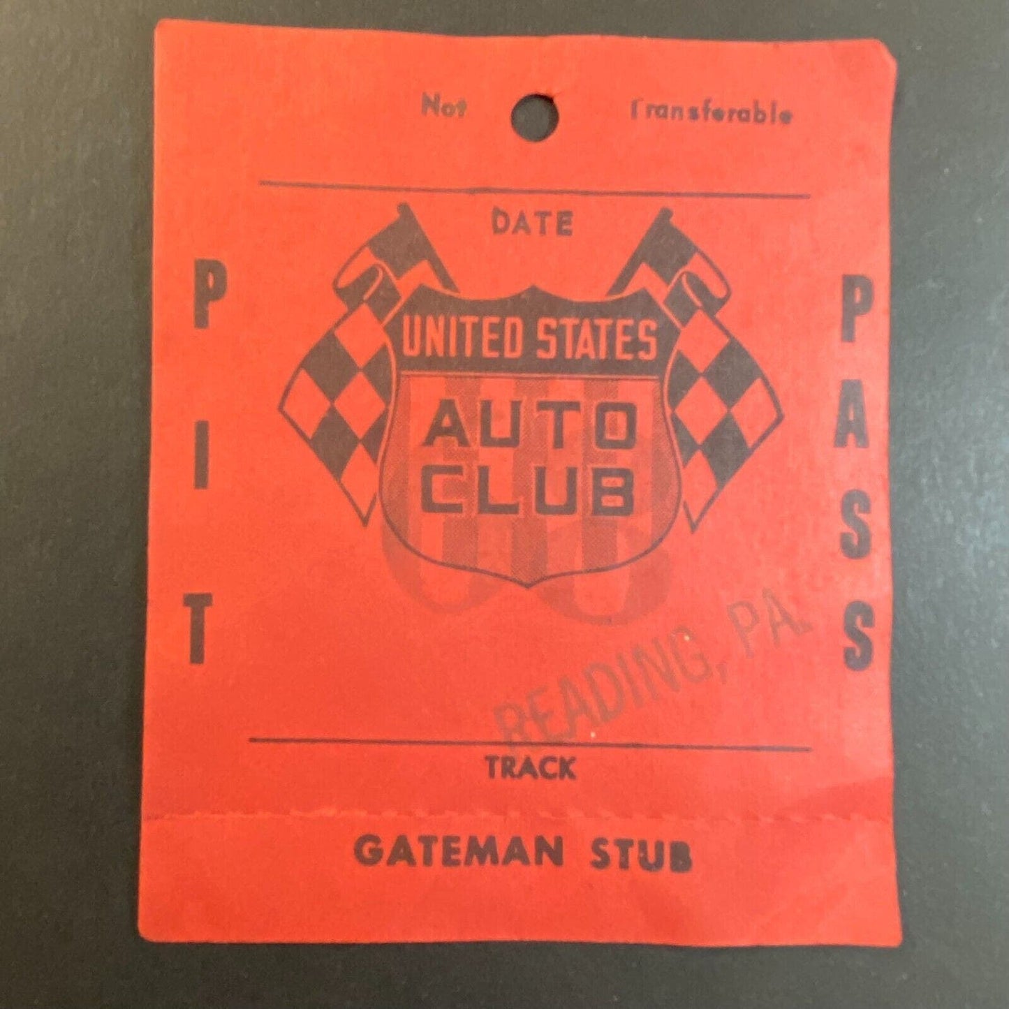 1968 Reading, PA USAC Pit Pass Auto Racing w/ Gateman Stub