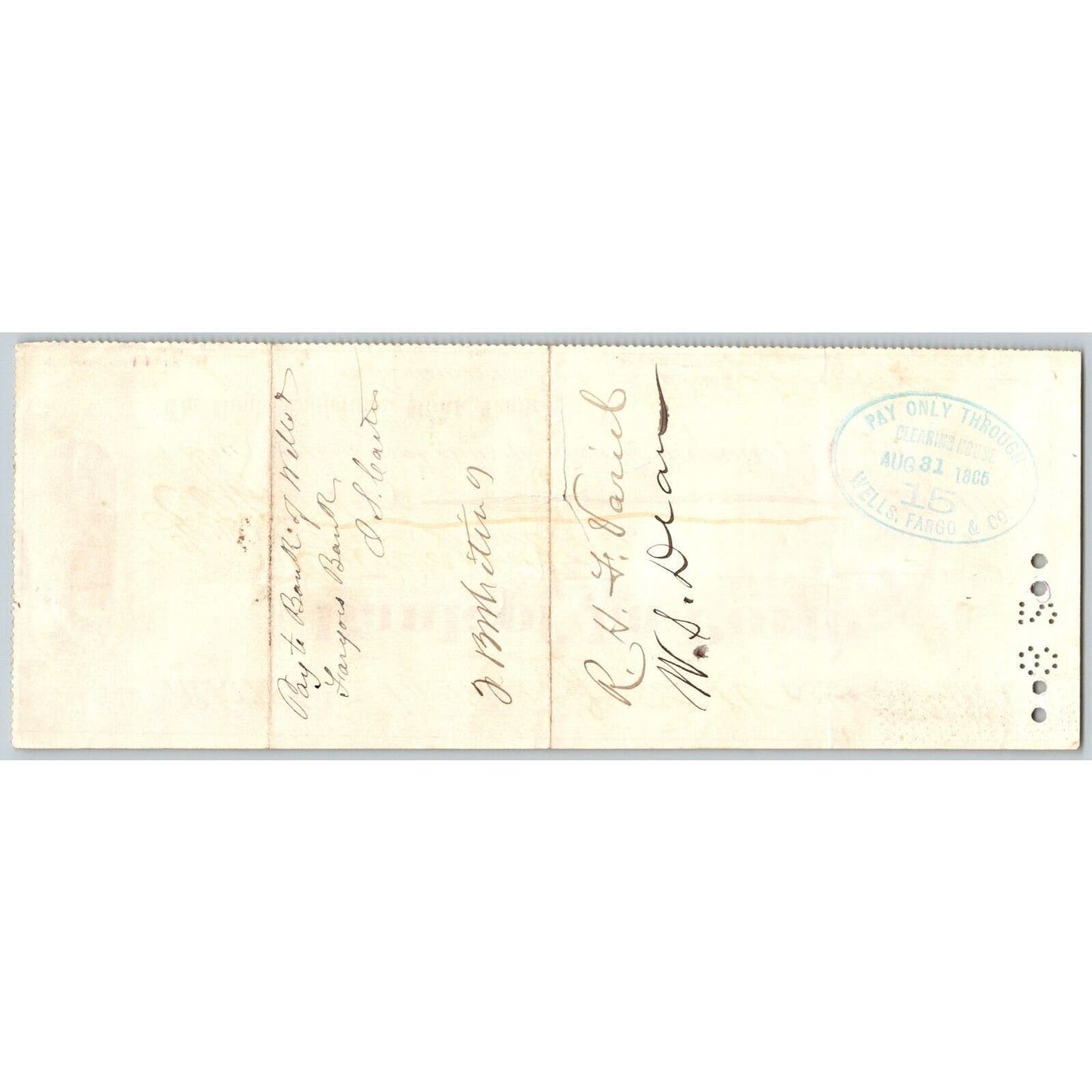 Bank of La Porte Check F.B. Whiting 1885 Mining Vignette #13786