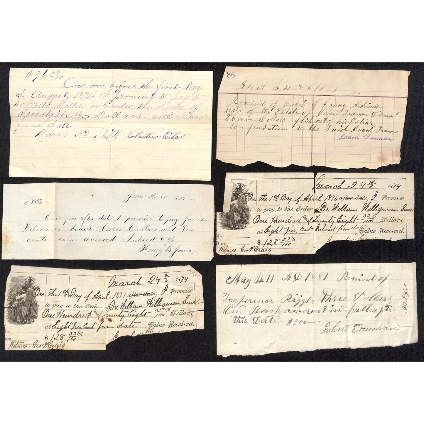Group of 8 1870's Receipts - Likely Sandusky or New Philadelphia, OH*