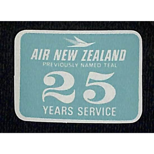 Air New Zealand Previously Named Teal Small Label 25 Years Service 1" x 1 3/8"