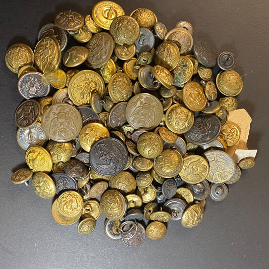 Group of 140 Assorted Vintage Brass Mostly Eagle / Arrows Uniform Buttons