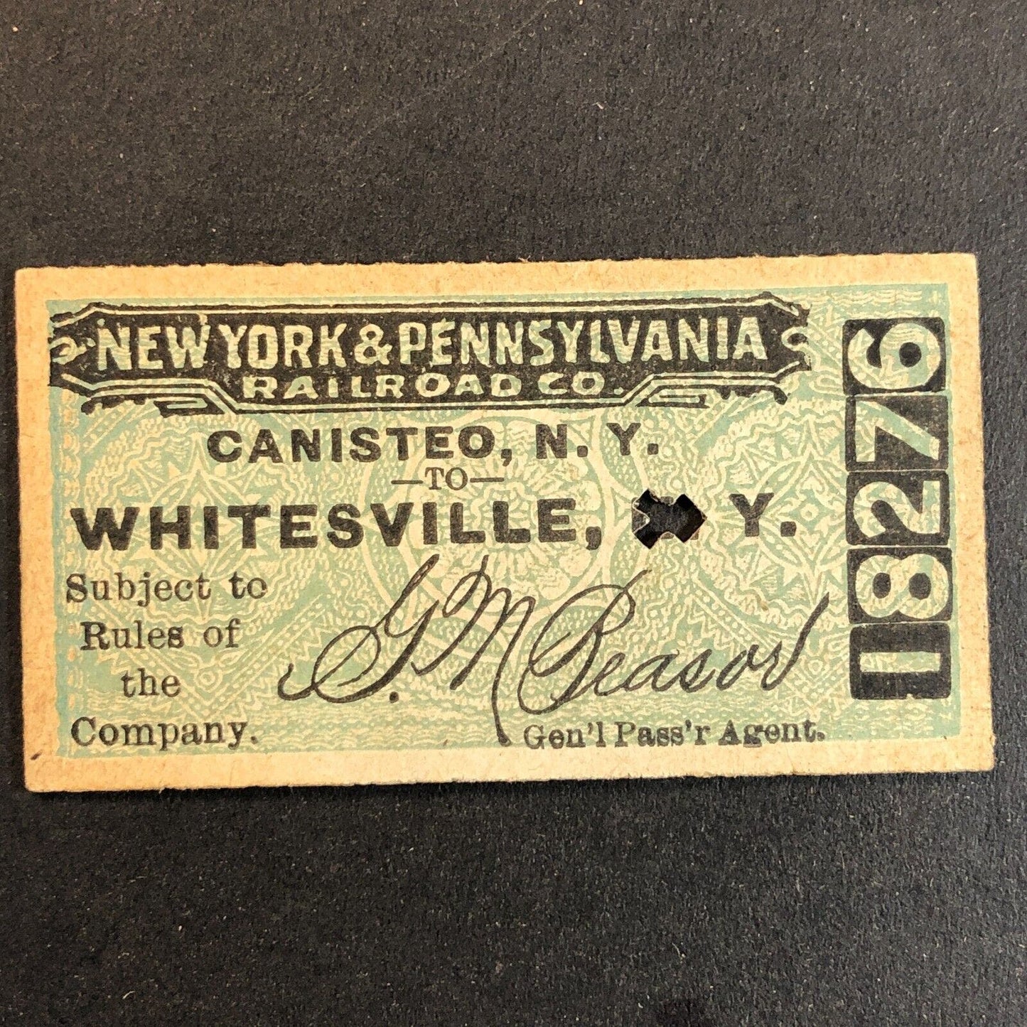 New York & Pennsylvania Railroad July 21 1917 Whitesville, NY Ticket #18276