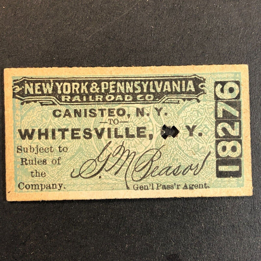 New York & Pennsylvania Railroad July 21 1917 Whitesville, NY Ticket #18276