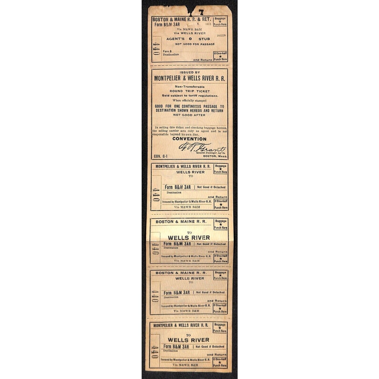 Montpelier and Wells River Railroad Unused "Convention" Ticket Scarce c1941 #440