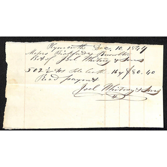 1864 Jabez Knowlton* Newburgh ME General Store J Whitney & Sons Bickford Receipt