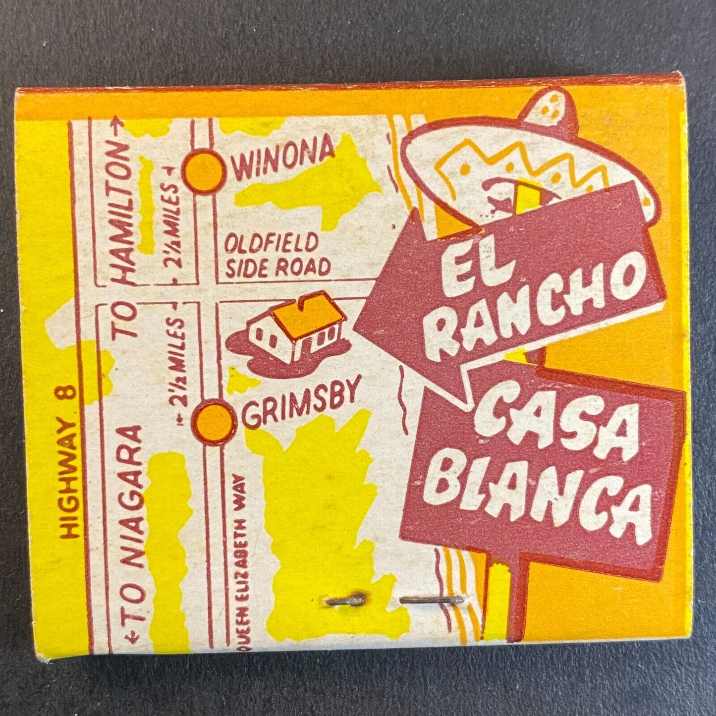 El Rancho Casa Blanca Grimsby Ontario Near Full (-2) Matchbook c1950's Scarce