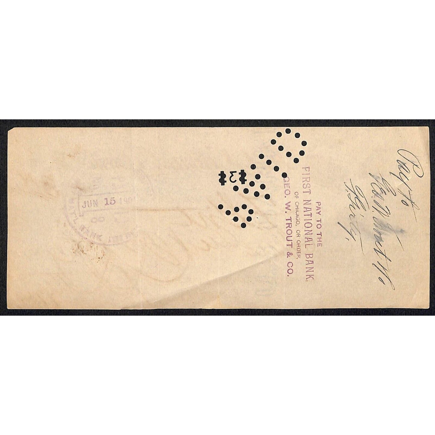 FNB Urbana, IL $3.18 1901 Bank Check Revenue Stamp w/ University Bldg. Vignettes