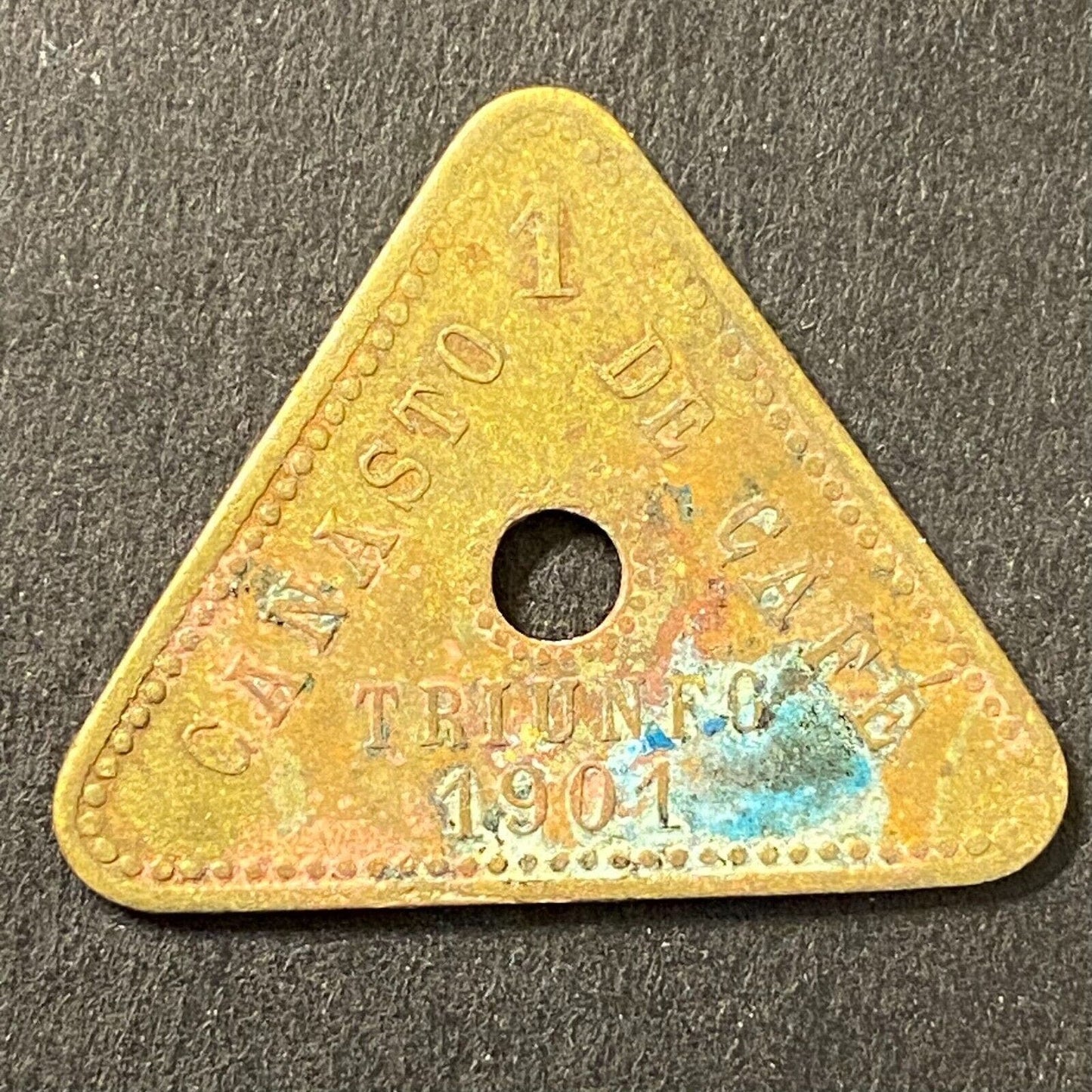 Triunfo Mexican Coffee Plantation Token 1901 Canasto Cafe "1" 26mm (#4)