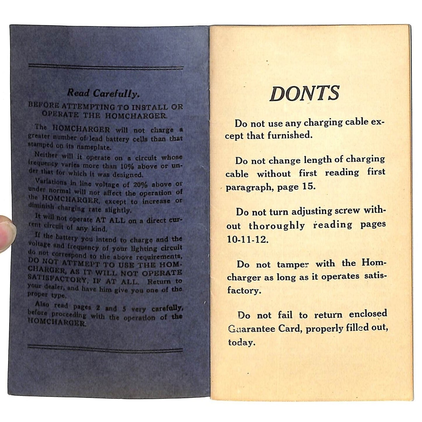 1921 Automatic Electrical Devices Co. Homcharger Instruction Booklet 27pp VGC