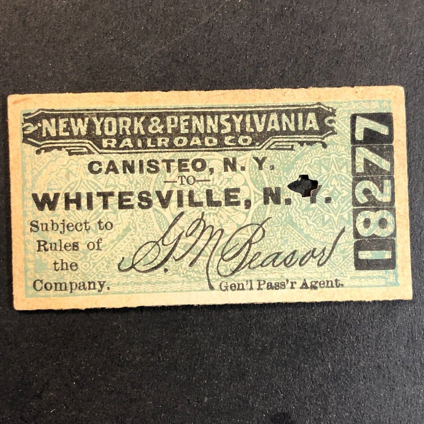 New York & Pennsylvania Railroad July 23 1917 Whitesville, NY Ticket #18277