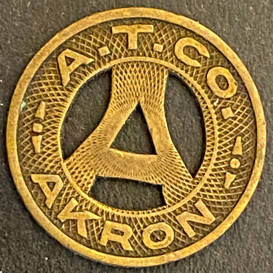 A.T. Co. Akron Transit Company G/F One City Fare Transit Token c1936 16mm