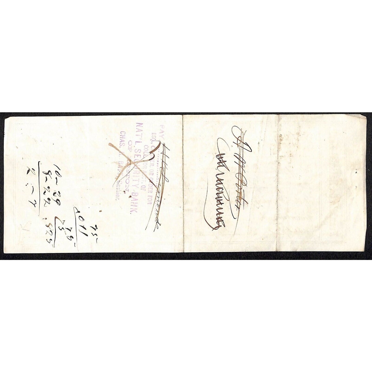 1874 Crocker National Bank Turners Falls MA $60 Bank Check John Haggerty & Son*