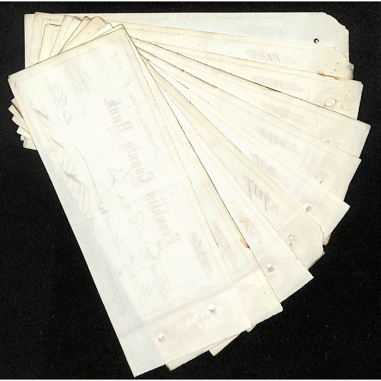 Franklin County Bank Greenfield, MA 1862 Group of 10 Bank Checks D.H. Newton