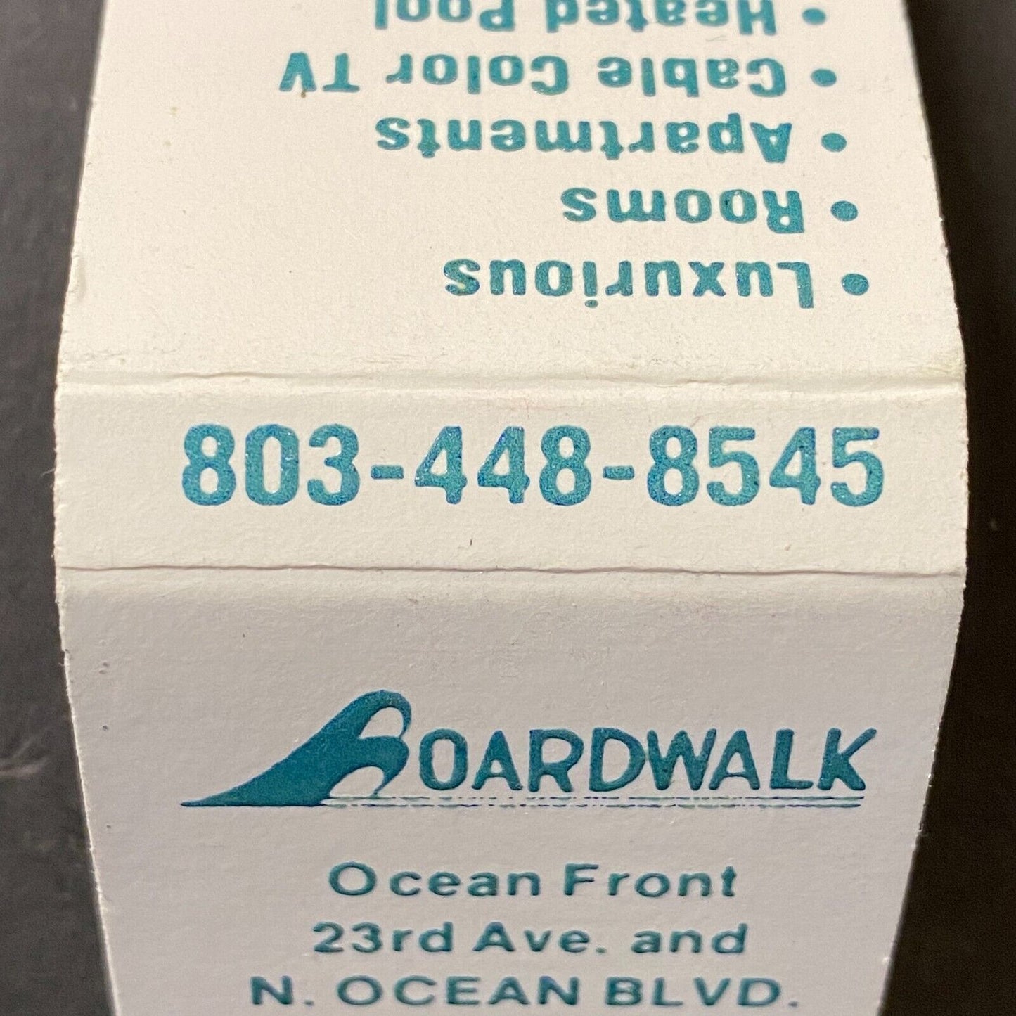 Boardwalk Motel N. Ocean Blvd. Myrtle Beach, SC Full Matchbook c1974-80's