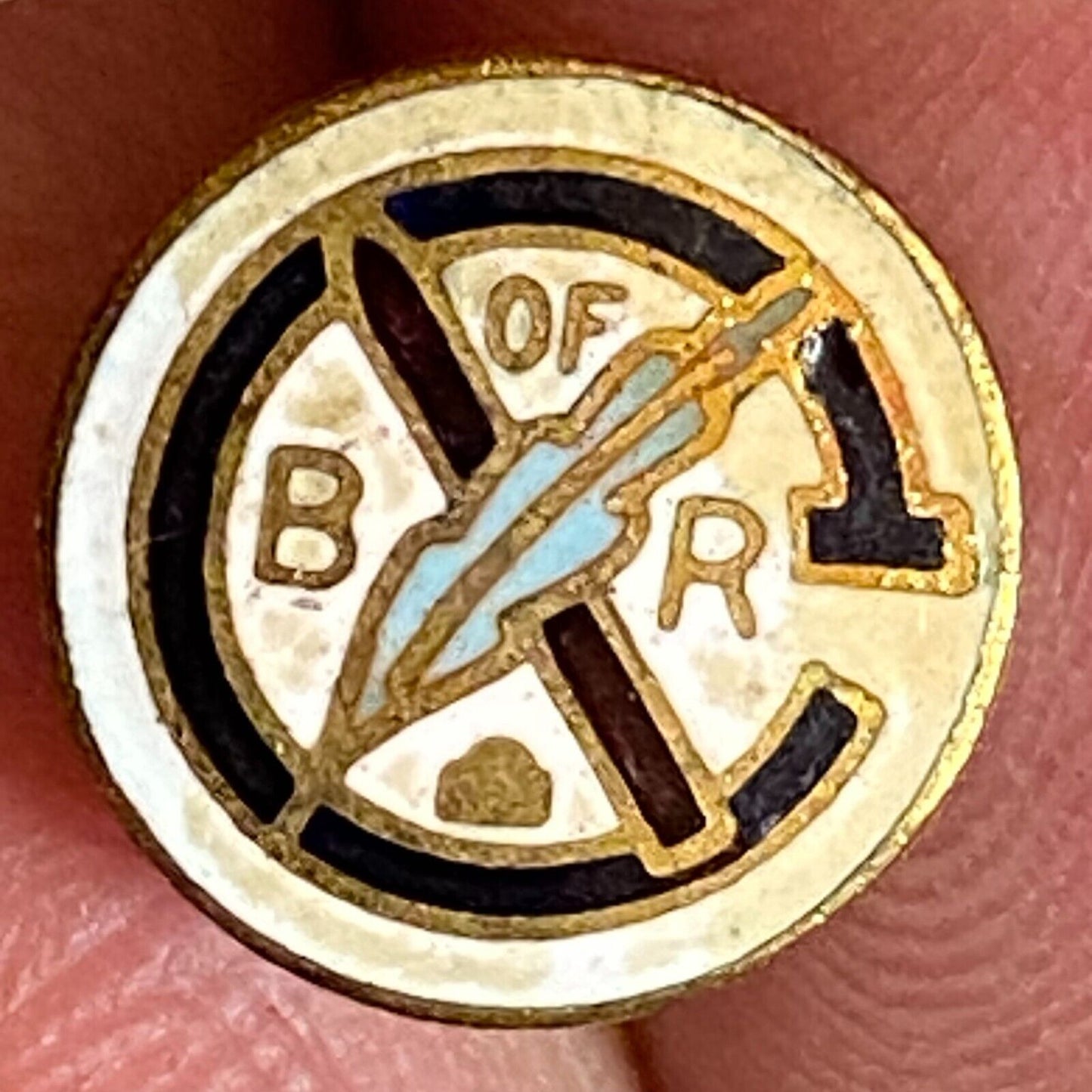 Brotherhood of Railroad Clerks Small Color Enameled Lapel Pin 10mm c1925-35