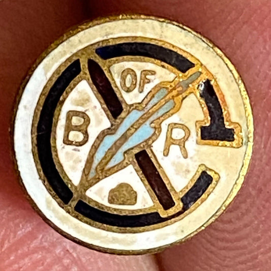 Brotherhood of Railroad Clerks Small Color Enameled Lapel Pin 10mm c1925-35