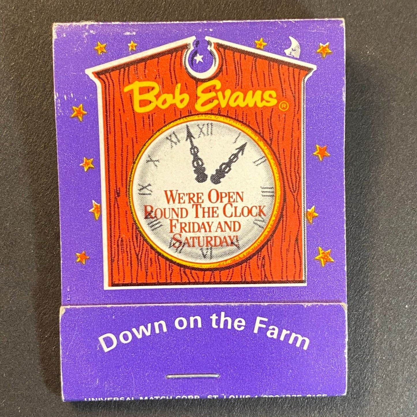 Bob Evans Restaurant "Down on the Farm" Half Full (-10) Matchbook c1975-80's