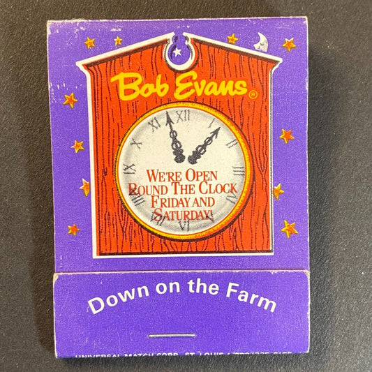Bob Evans Restaurant "Down on the Farm" Half Full (-10) Matchbook c1975-80's
