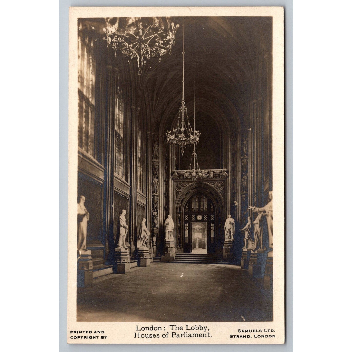 London Lobby - Houses of Parliament RPPC* UP Postcard c1900 Samuels