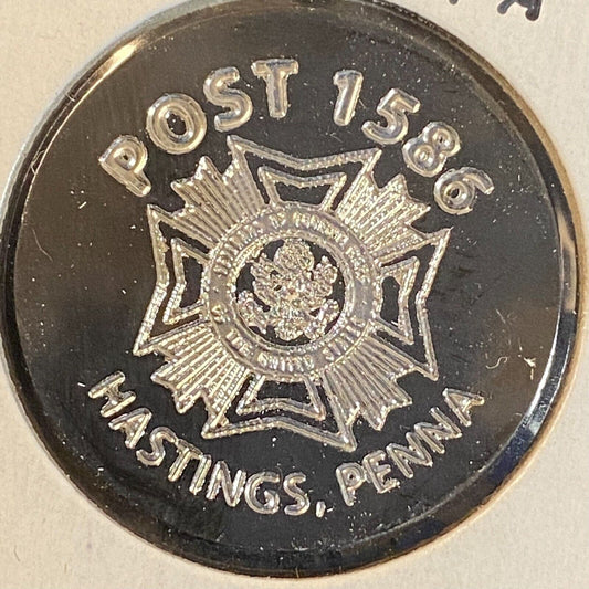 Hastings, PA V.F.W. Post 1586 c1970's-80's Plastic "G/F One Drink" Token