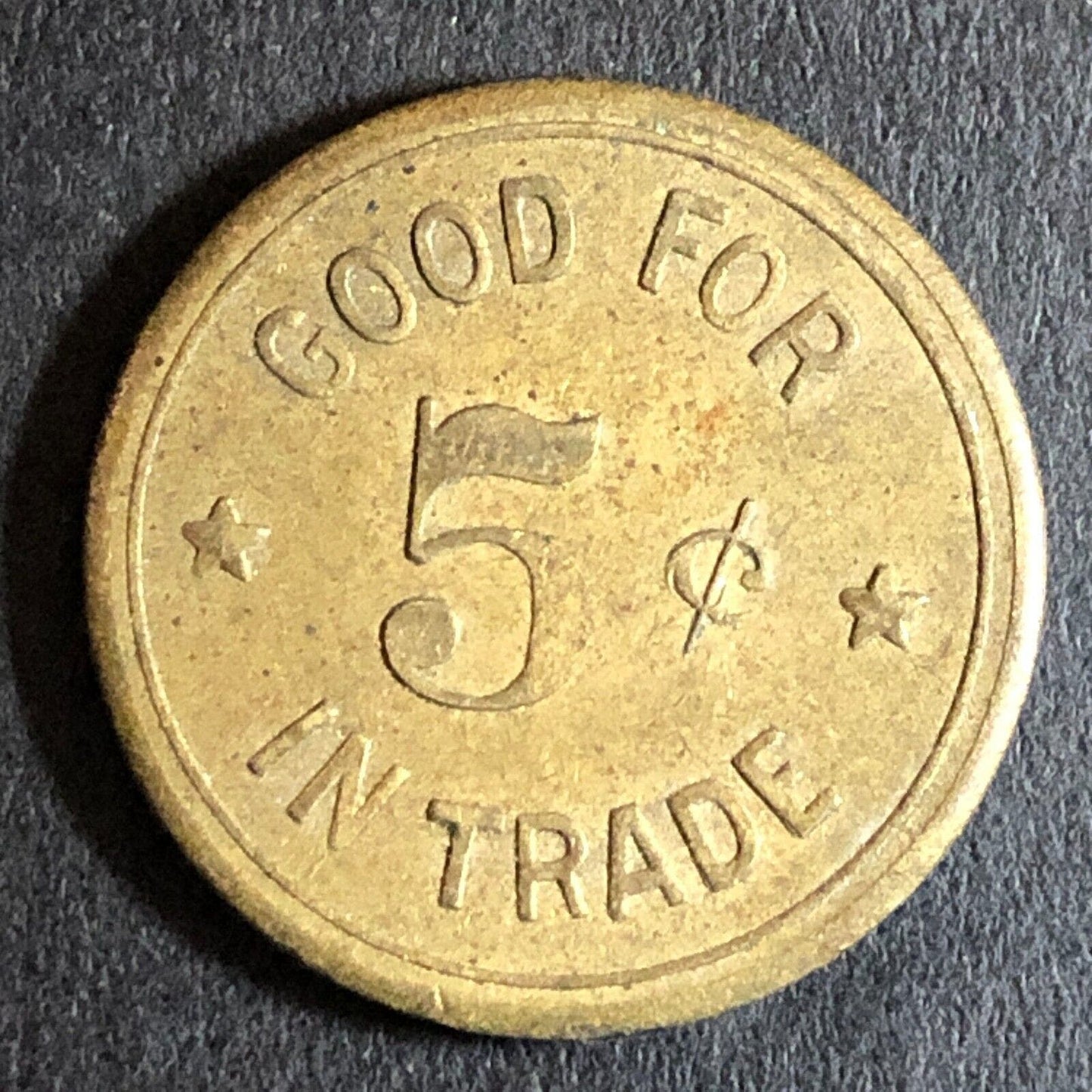 Woodland CA G/F 5c C.S.D. Charles Dunlap Cigars c1920's Trade Token Brass 21mm