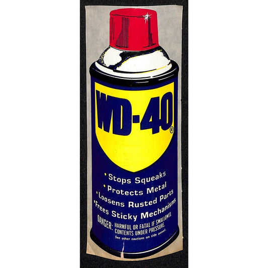 WD-40 Original Sticker / Decal Glossy Finish 2 1/4" x 6" c1970's-80's VGC (#2)