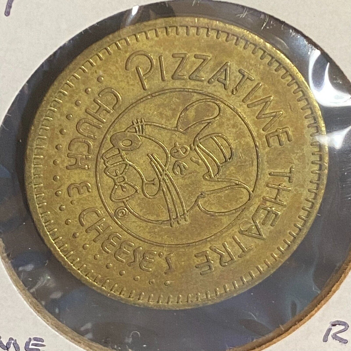 Chuck E. Cheese Pizzatime (One Word) Theatre 1981 25c Brass Arcade Token 25mm