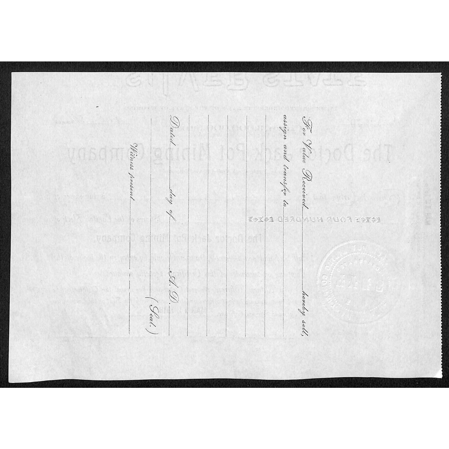 Doctor Jack Pot Mining 1918 Cripple Stock Certificate w/ A.E. Carlton Sig. #3970