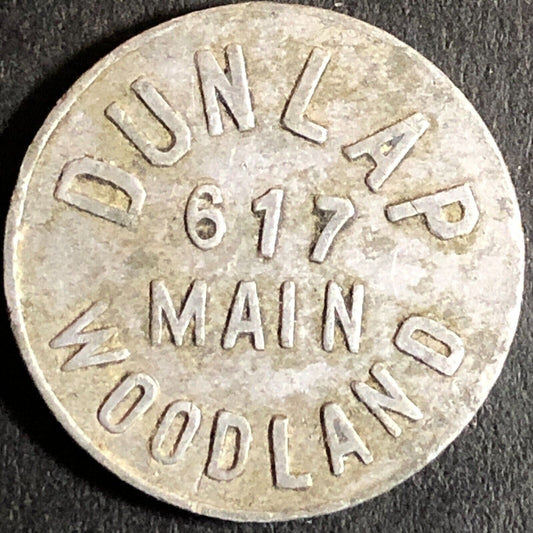 Dunlap (Charles / Cigars) Woodland CA G/F 10c Alum Trade Token 21mm c1920's