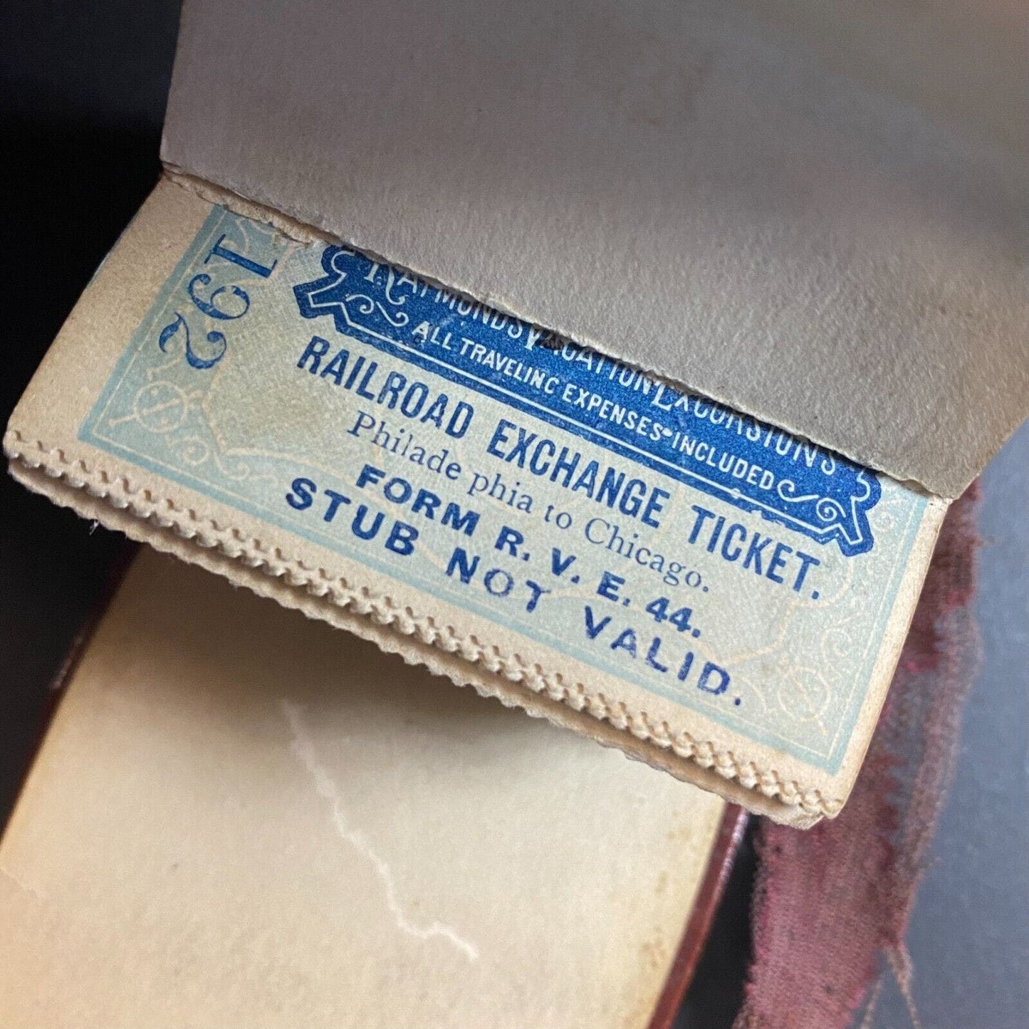 1887 Raymond's Vacation Excursions 2" x 5" Ticket Book w/ Stubs Only Very Scarce