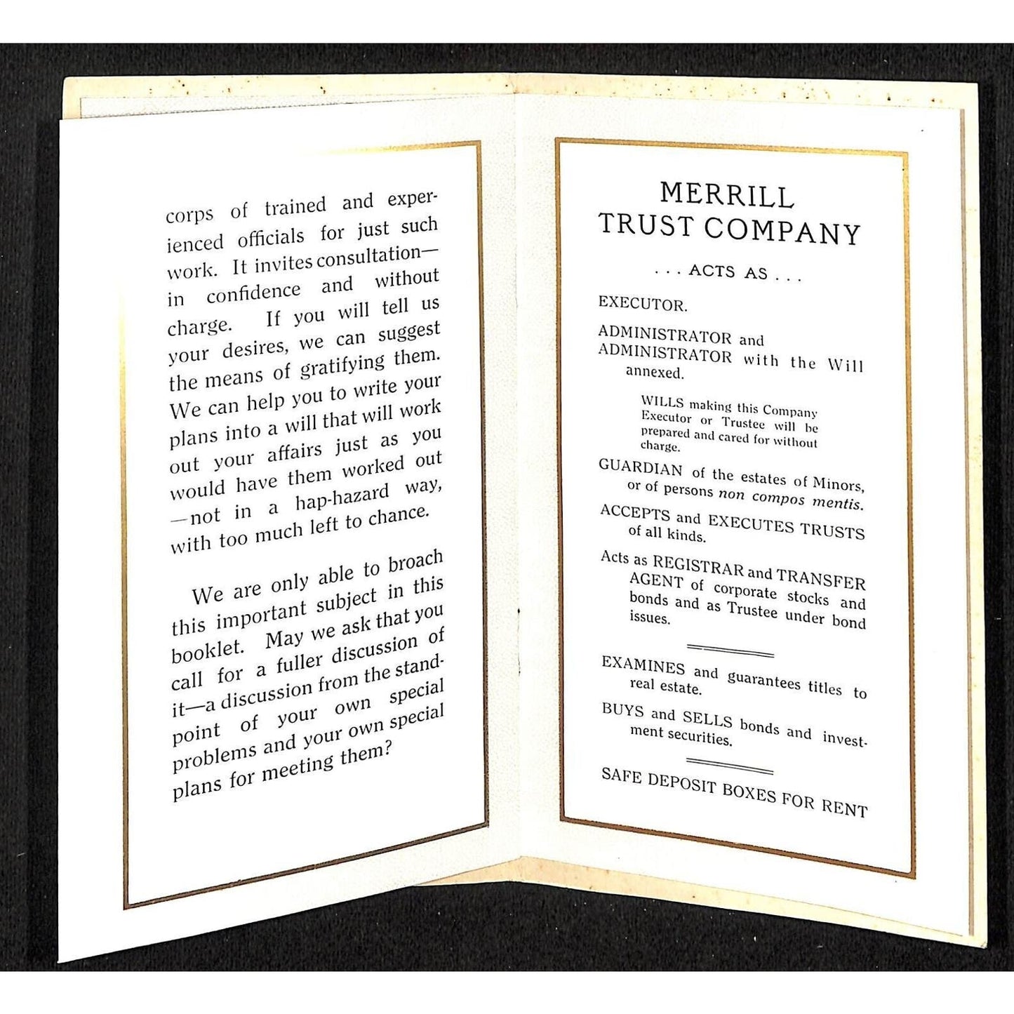 Bangor, ME Merrill Trust Co. 1916 ABC of Estates Booklet & Cover Knowlton*