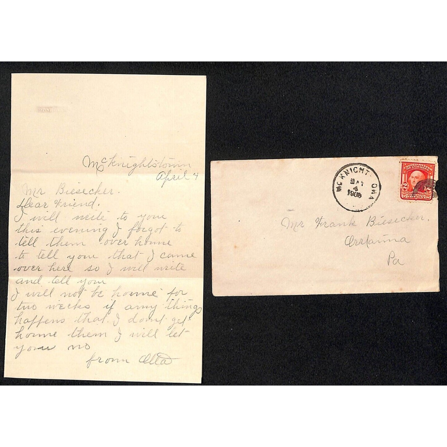 8 1902-03 Mostly "Biesecker / Orrtanna PA" ALS / Correspondence / Letters Covers