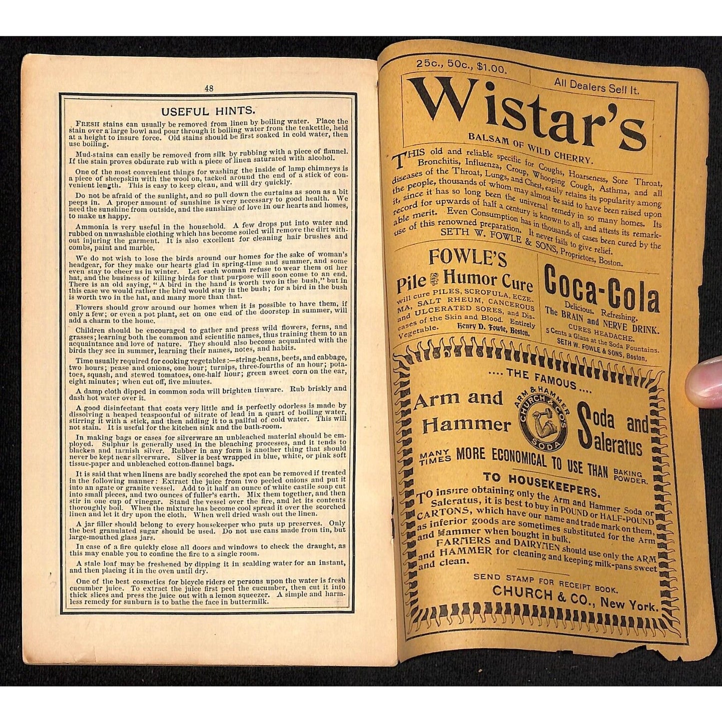 1898 Old Farmer's Almanac 48pp* w/ Early Coca Cola "Brain and Nerve Drink" Ad